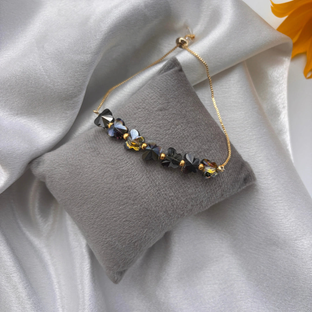 Butterfly Crystal Bead Bracelet – Adjustable