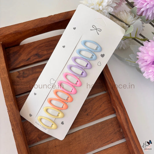 Pastel Oval Hair Clips Set – Matte Snap Tic Tac Pins (Pack of 10) for Girls & Women