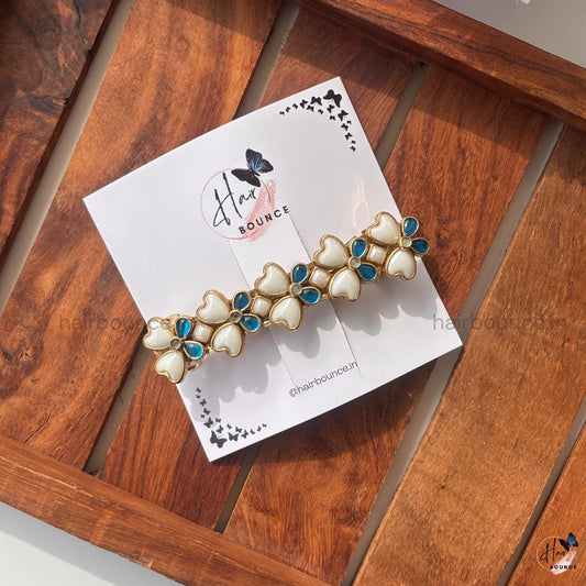 Ivory Heart Bloom Barrette Hair Clip