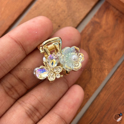 Crystal Butterfly Blossom Mini Hair Claw – Small