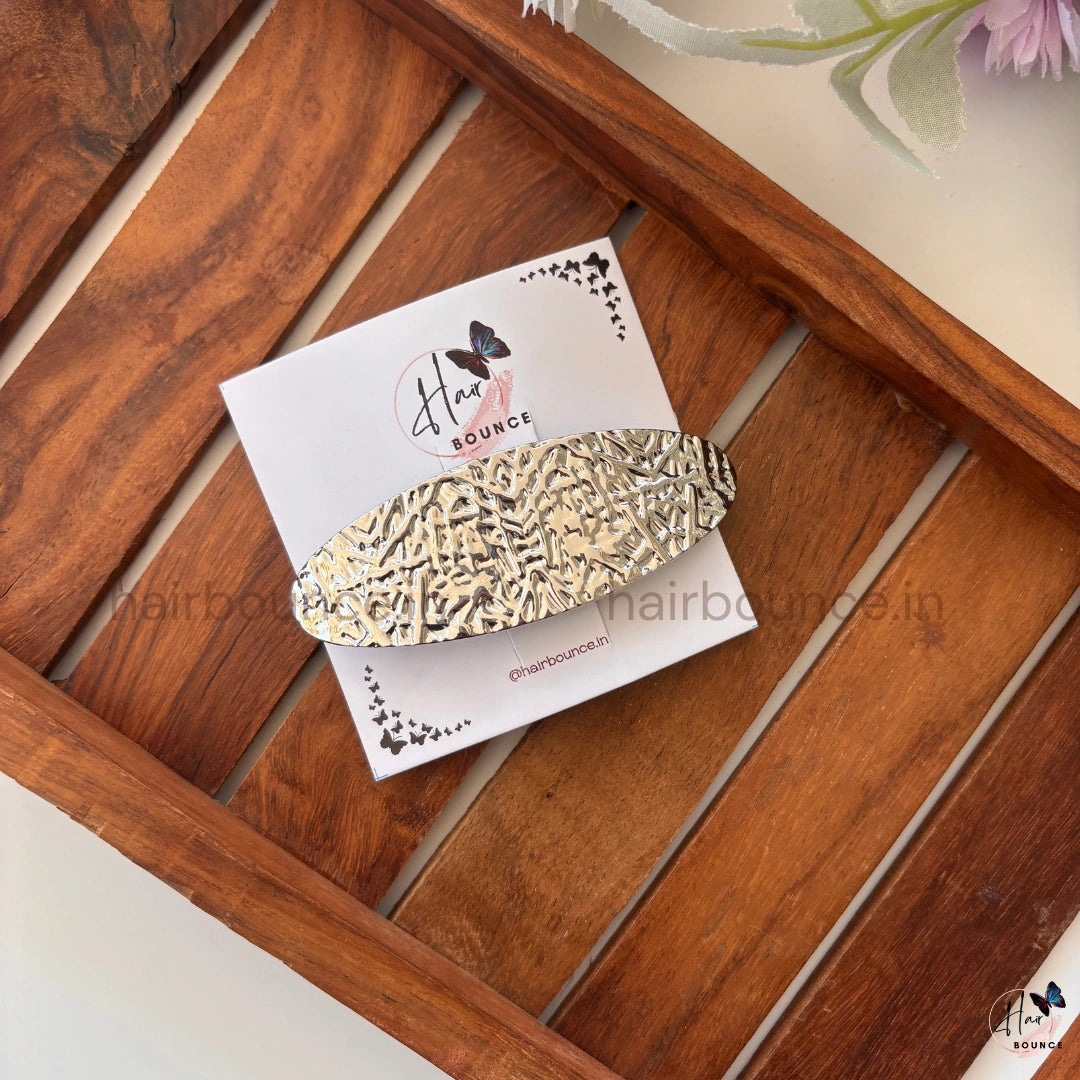 Imperial Embossed Metallic Oval Barrette – Royal Texture Collection
