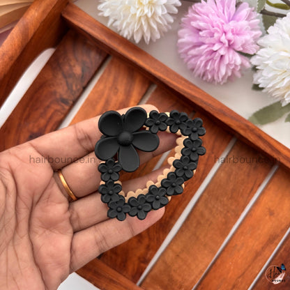 Dual-Colour Floral Oval Hair Claw – Medium