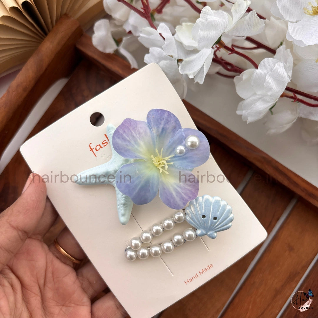 Ocean Bloom Starfish Hair Clip Set – Pack of 2