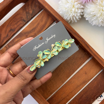 Iridescent Butterfly Crystal Center Clip