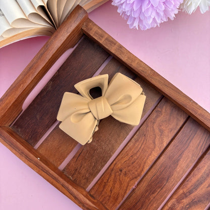 Matte Finish Bow Hair Claw - Large