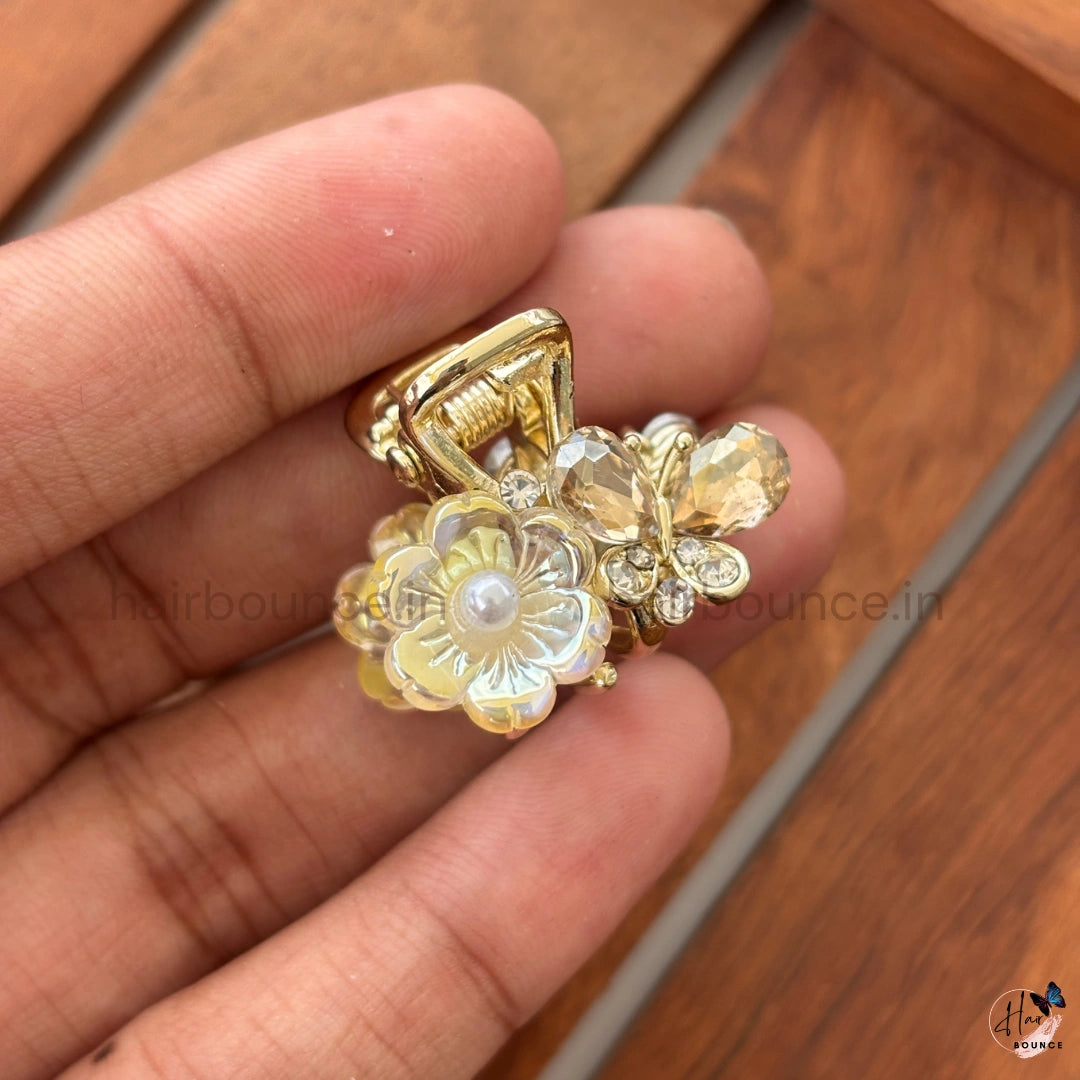 Crystal Butterfly Blossom Mini Hair Claw – Small