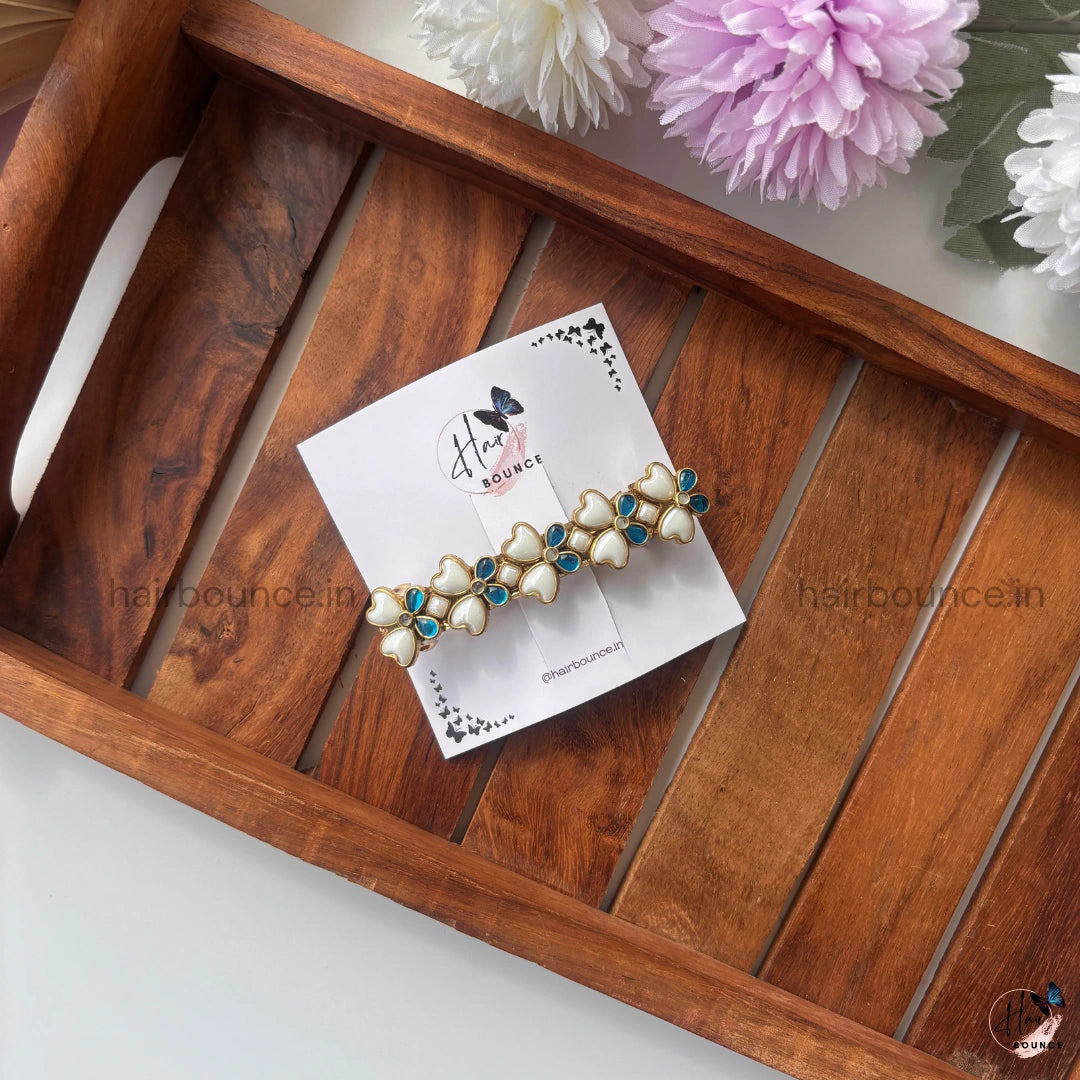 Ivory Heart Bloom Barrette Hair Clip