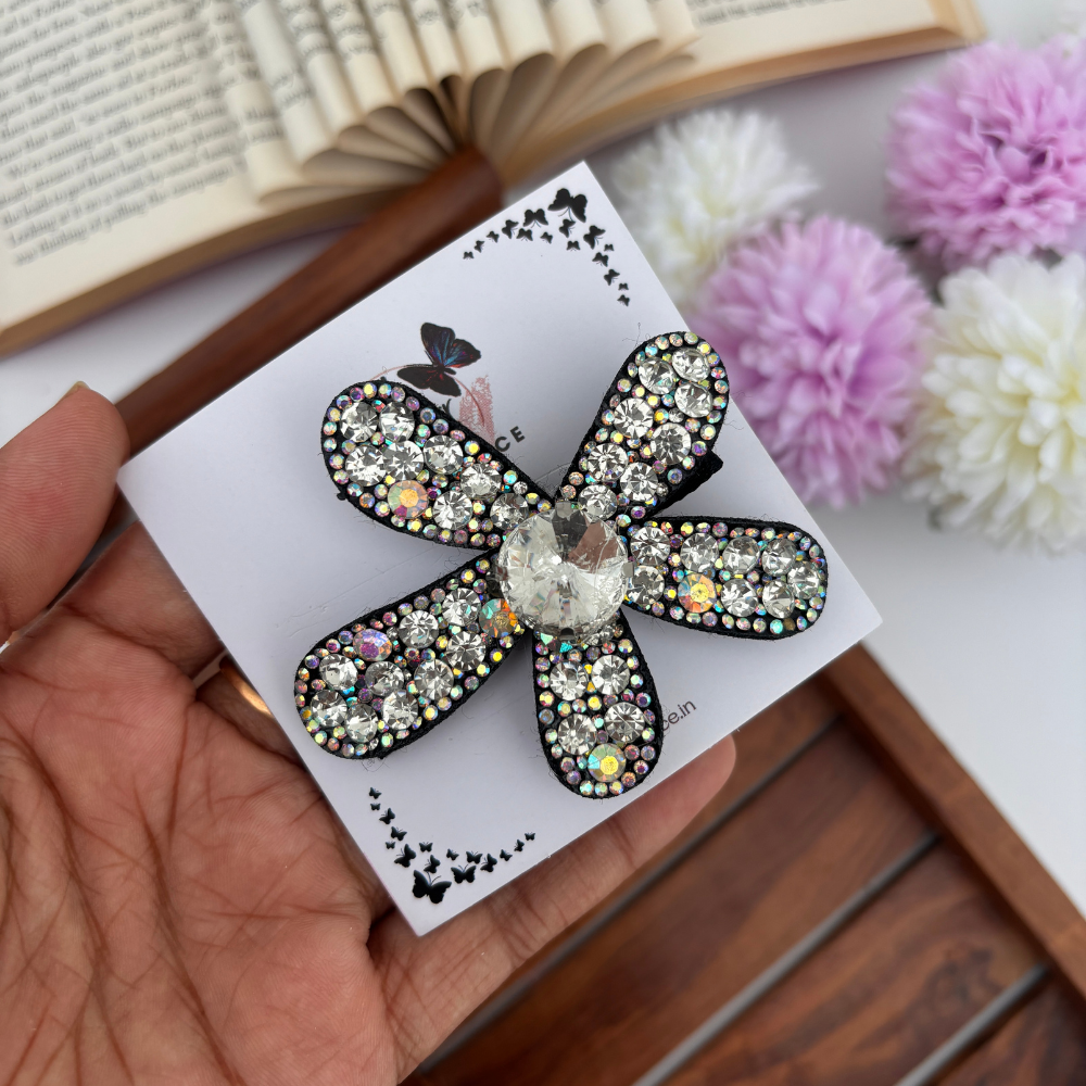 Stone Filled Flower Alligator Clip