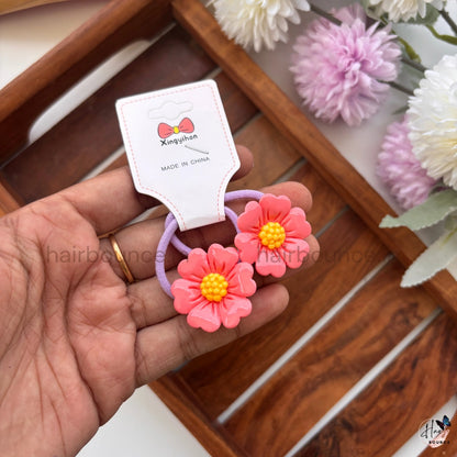 Cute Daisy Flower Hair Ties for Girls – Pack of 2