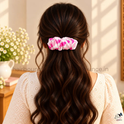 Sweetheart Pink Printed Satin Center Hair Clip