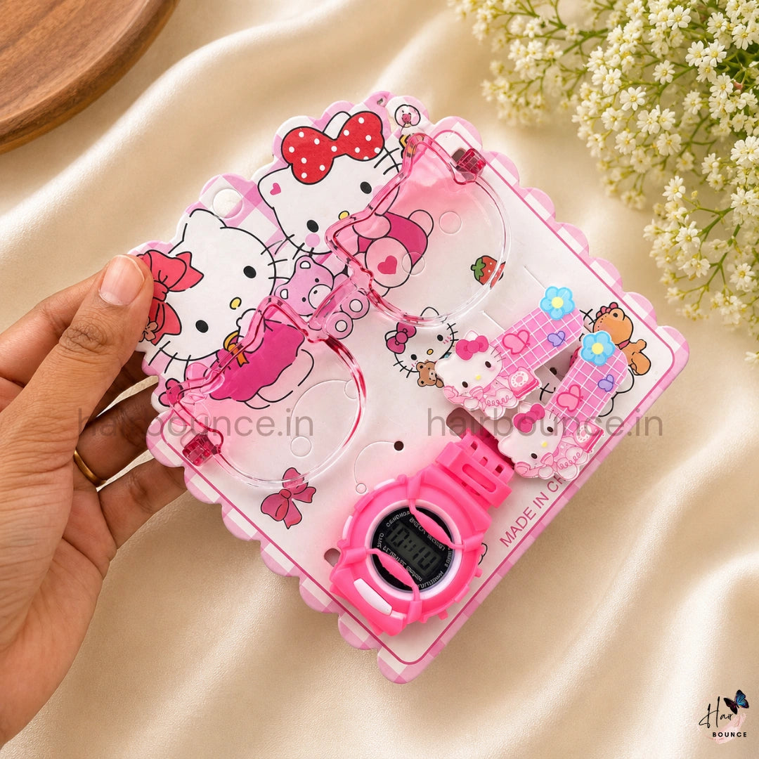 Hello Kitty Kids Hair Accessory Gift Set – Sunglasses, Hair Clips & Decorative Watch