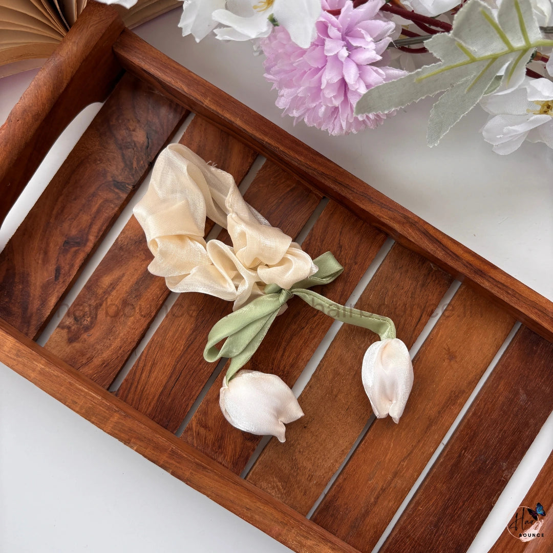 Lovely Tulip Fluffy Scrunchie - Organza