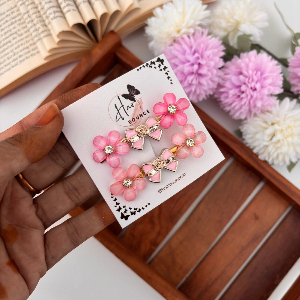 Pink Flower Alligator Clip