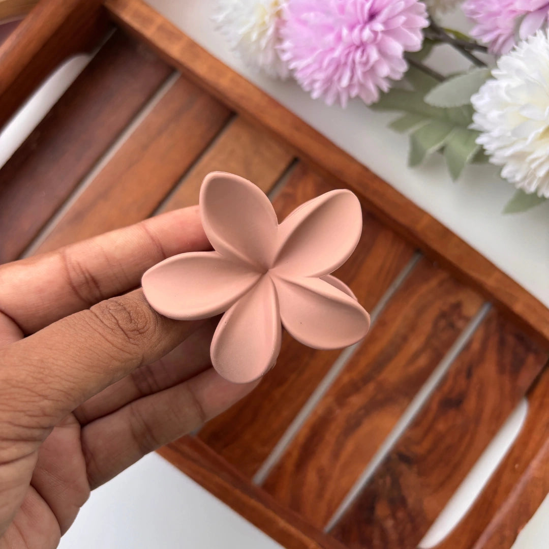 Colourful Matte Finish Flower Hair Claw - Medium