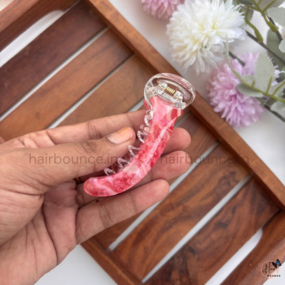 Premium Marble Curved Banana Hair Clip – Medium