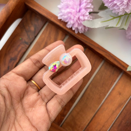 Crystal Pearl Rectangle Hair Claw – Medium