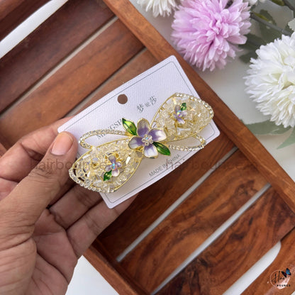 Crystal Petal Floral Hair Barrette