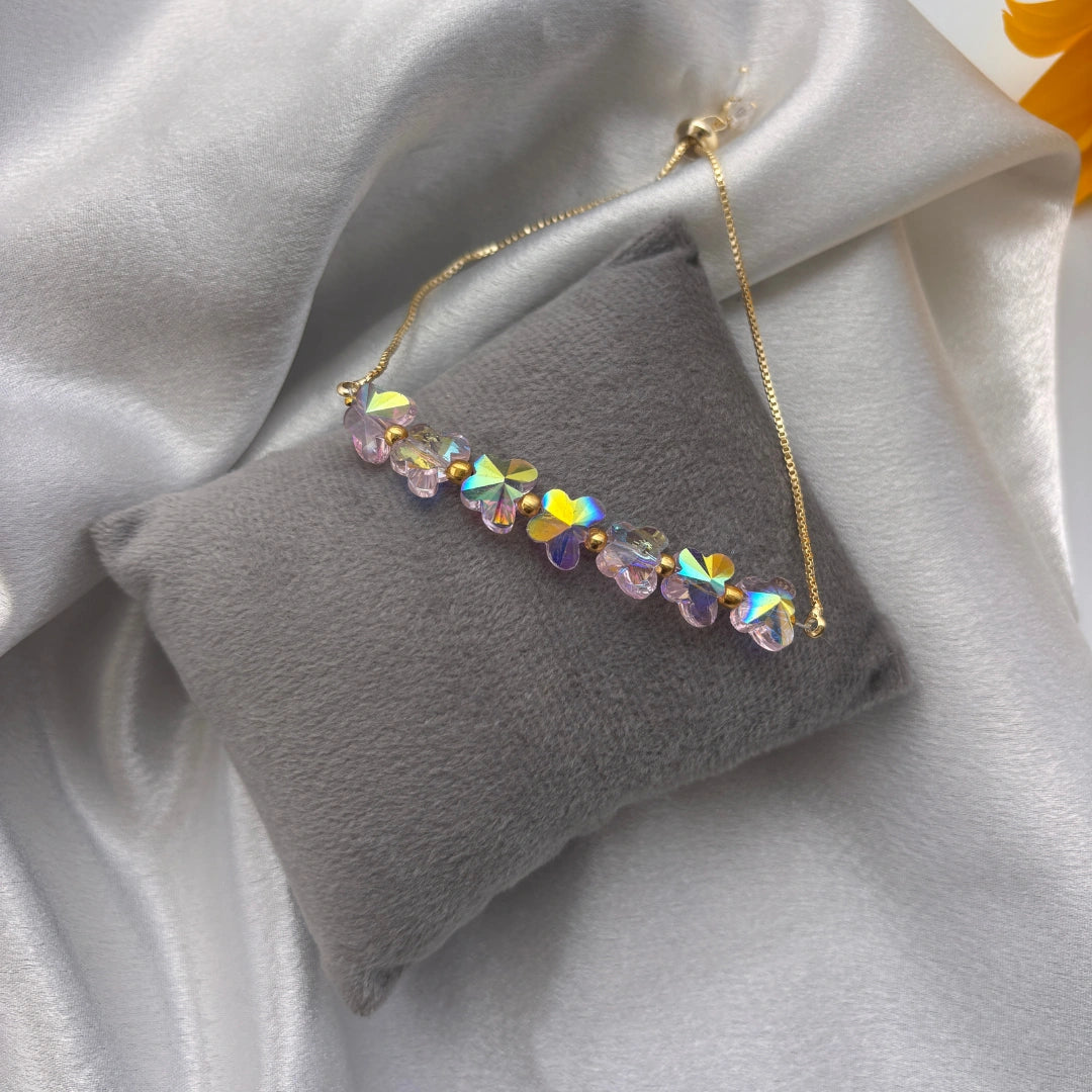 Butterfly Crystal Bead Bracelet – Adjustable