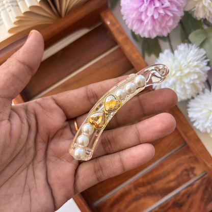 Heart Pearl Lock Banana Clip – Medium