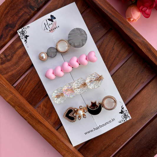 Korean Hair Clips - Pack of 4