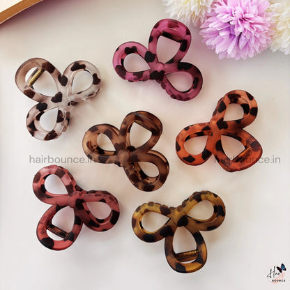 Leopard Loop Matte Bow Hair Claw – Large