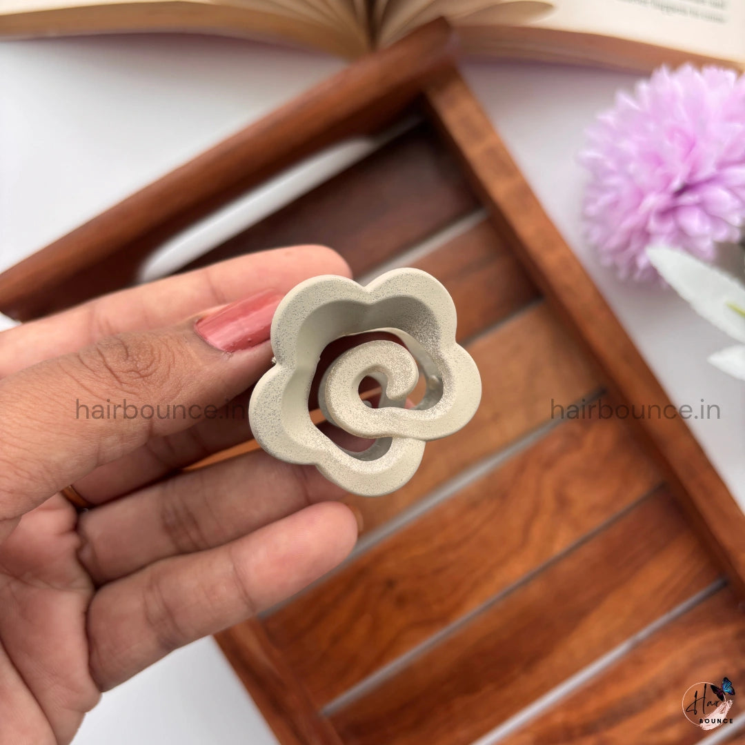 Nude Shade Swirl Flower Hair Claw – Small