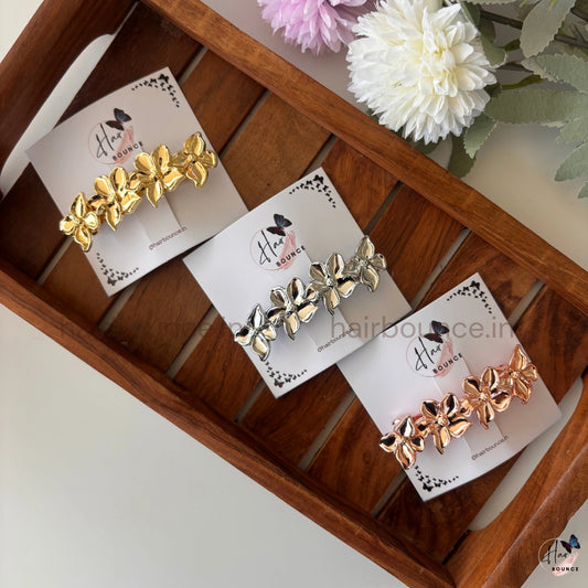 Aurora Petal Metallic Floral Barrette – Luxe Edge Collection