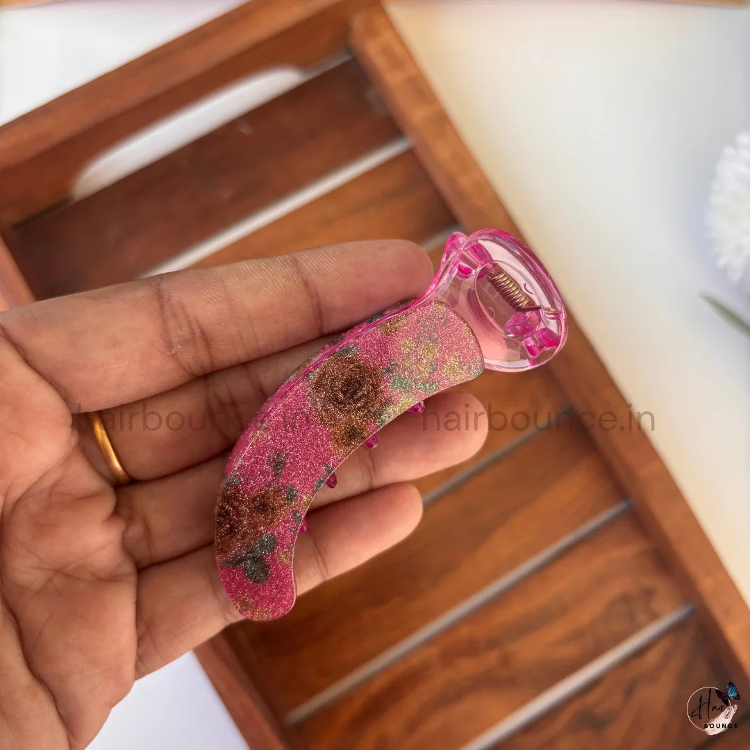 Vintage Rose Garden Banana Hair Clip - Medium
