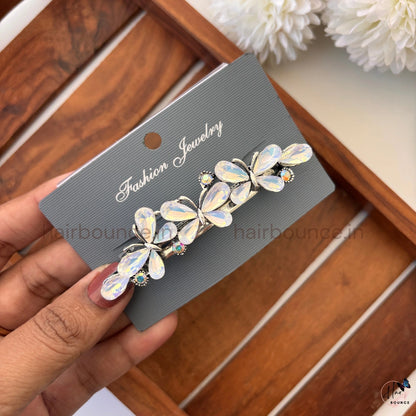 Iridescent Butterfly Crystal Center Clip