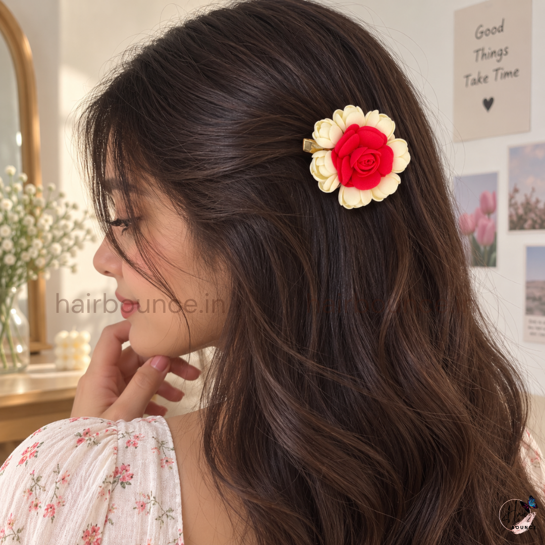 Malli Poo Rose Floral Alligator Hair Clip