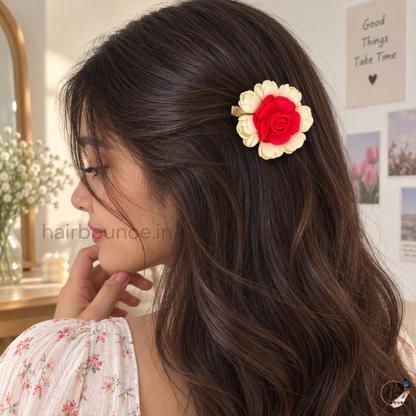 Malli Poo Rose Floral Alligator Hair Clip