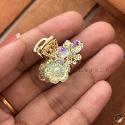 Crystal Butterfly Blossom Mini Hair Claw – Small