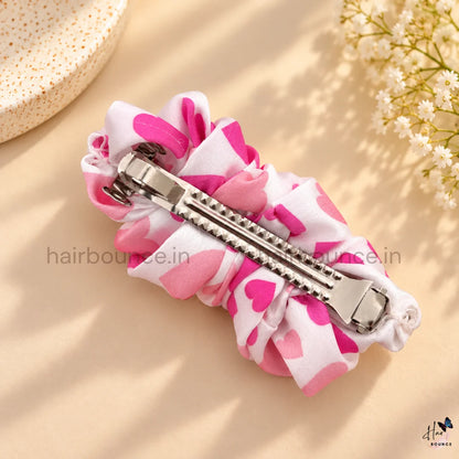Sweetheart Pink Printed Satin Center Hair Clip