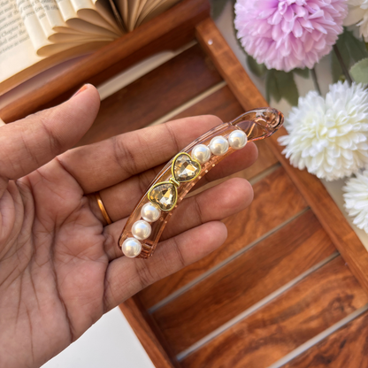Heart Pearl Lock Banana Clip – Medium
