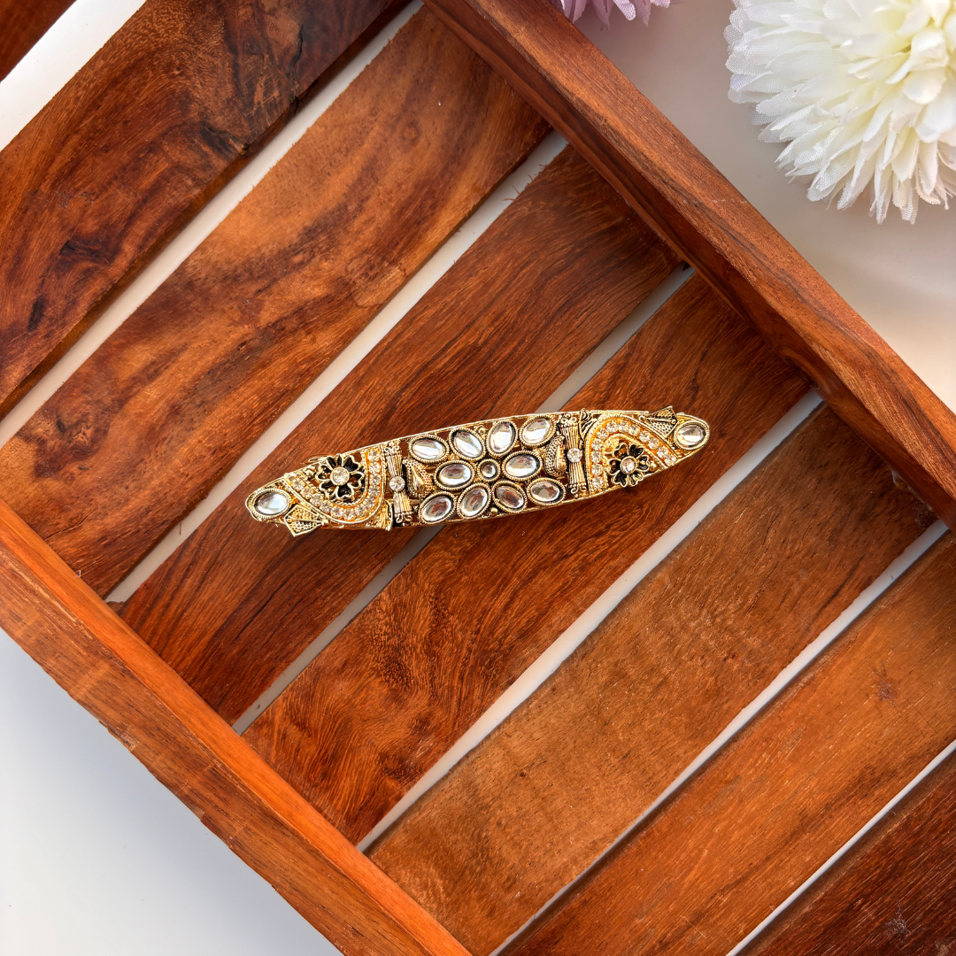 Antique Kundan Curve Hair Clip