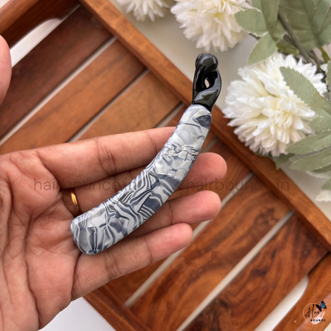 Marble Finish Banana Hair Clip – Large