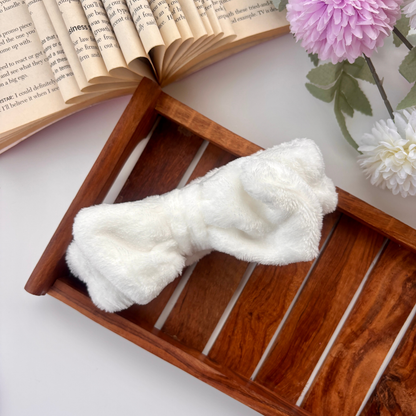 Plush Bow Facial Headband