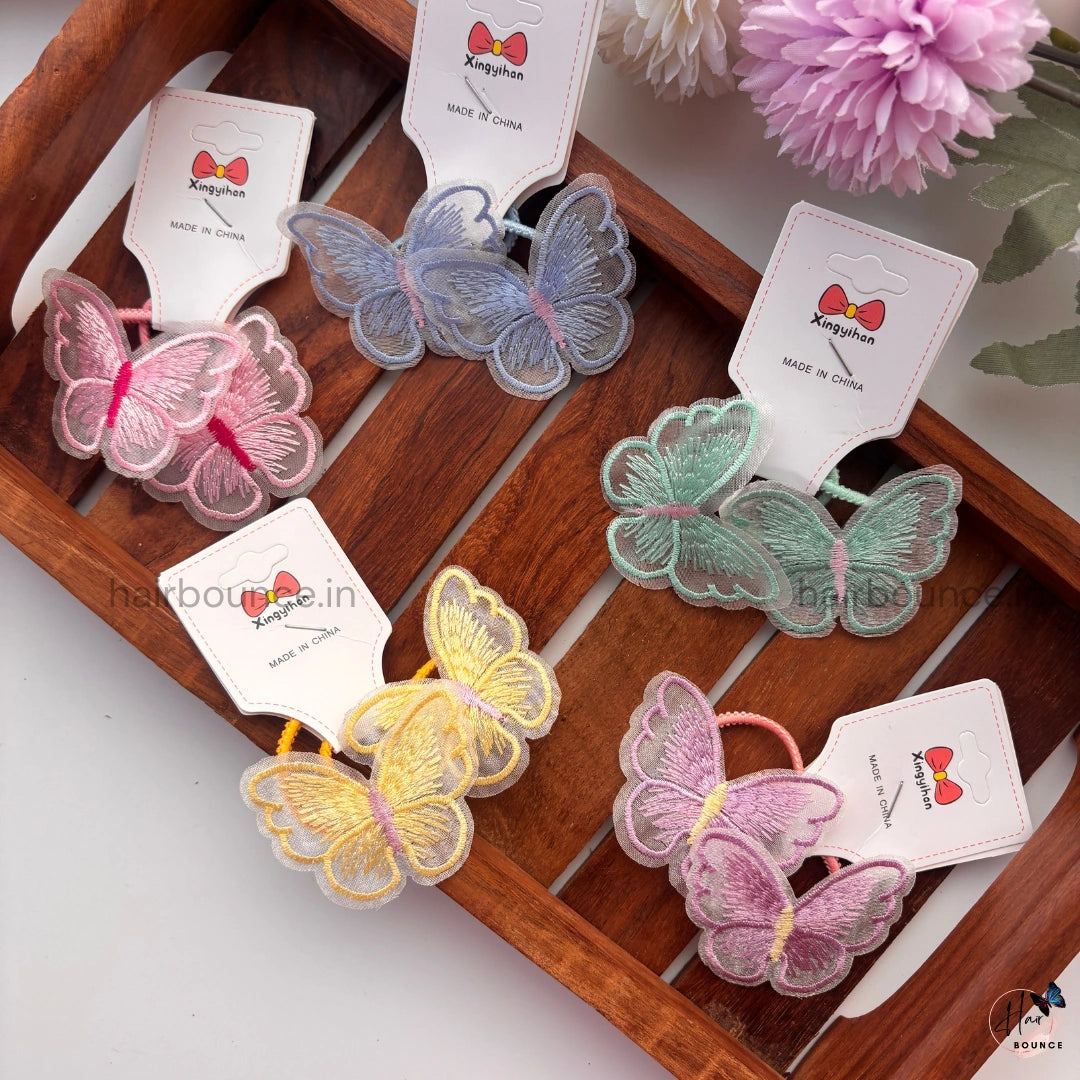 Embroidered Butterfly Rubber Bands