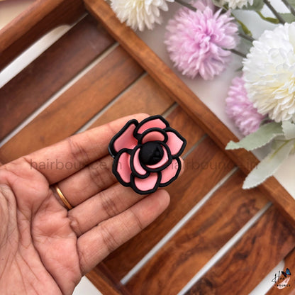 Matte Rose Flower Outline Hair Claw – Small