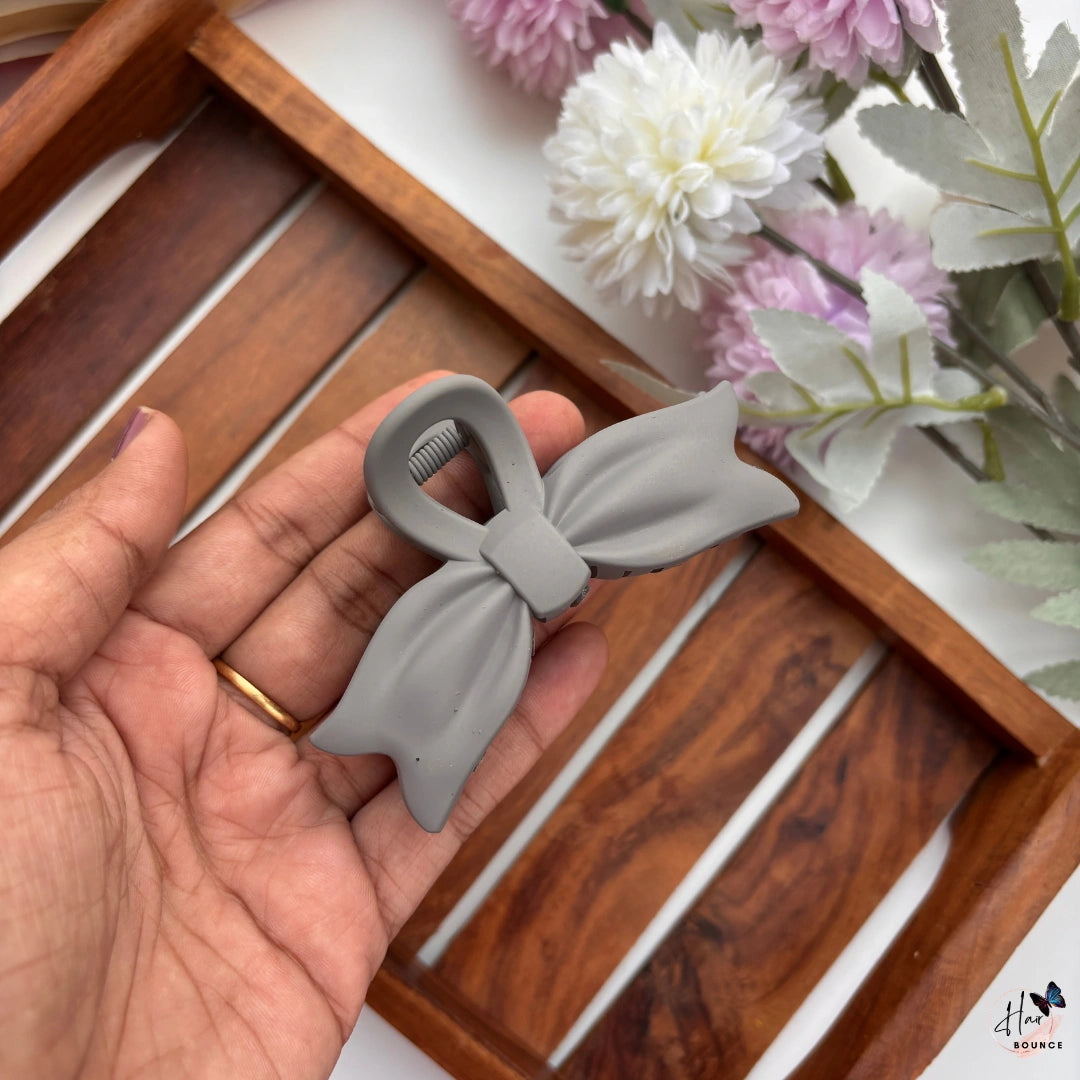Elegant Matte Bow Hair Claw – Large