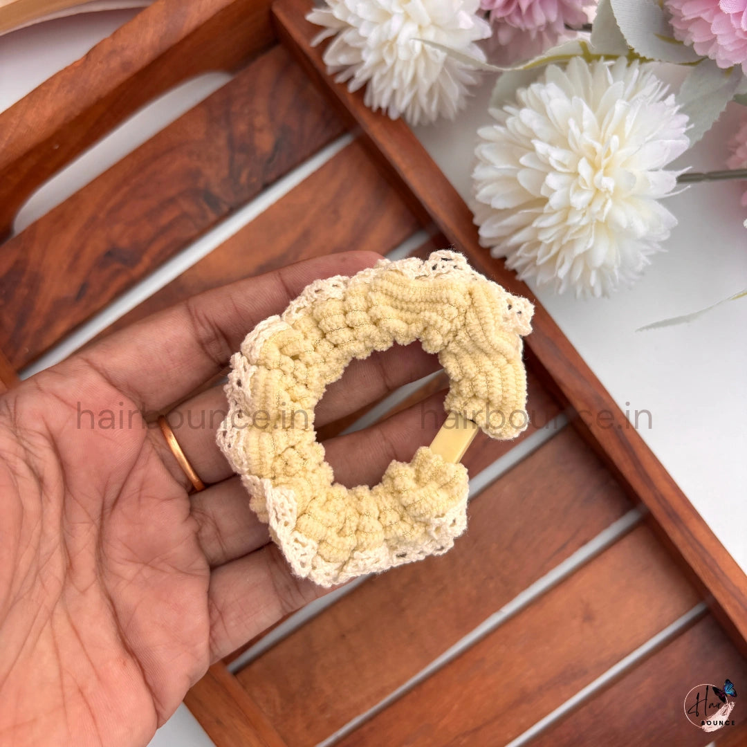 Pastel Lace Trim Scrunchie Hair Tie