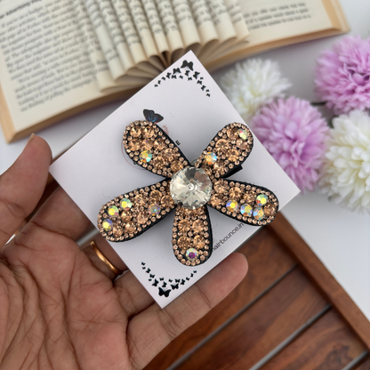 Stone Filled Flower Alligator Clip