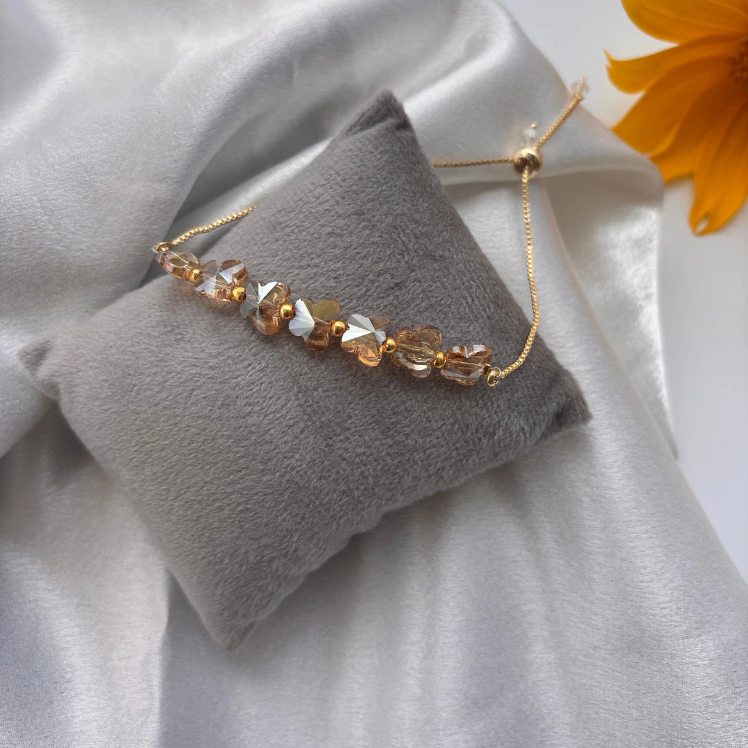 Butterfly Crystal Bead Bracelet – Adjustable