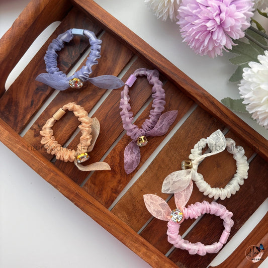 Sheer Bow Crystal Scrunchie