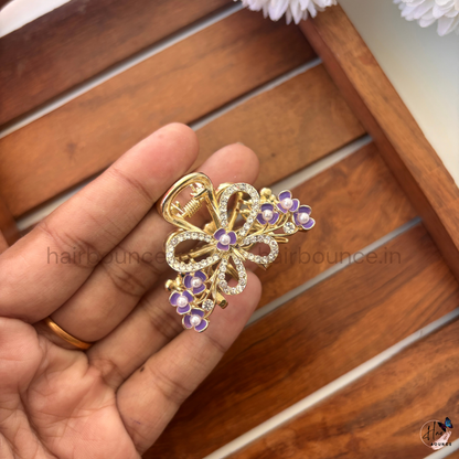 Royal Crystal Bow Hair Claw -  Medium