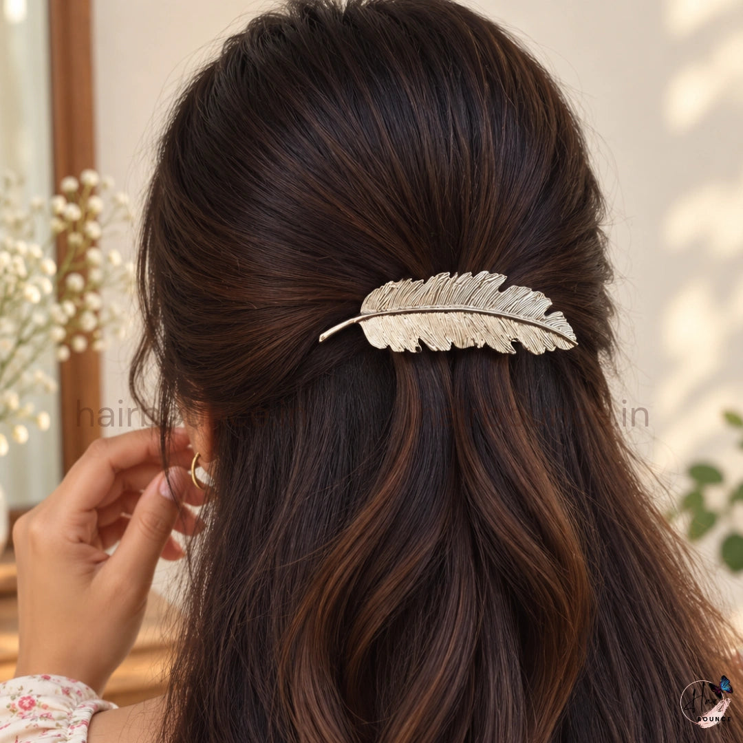 Metallic Feather Hair Clip