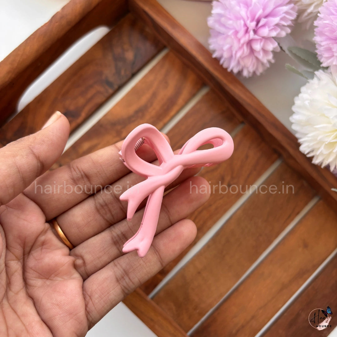 Matte Ribbon Bow Hair Claw – Medium