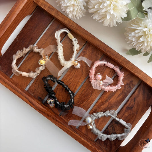 Elegant Pearl Ribbon Hair Tie