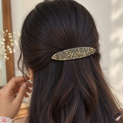 Vintage Floral Engraved Hair Barrette