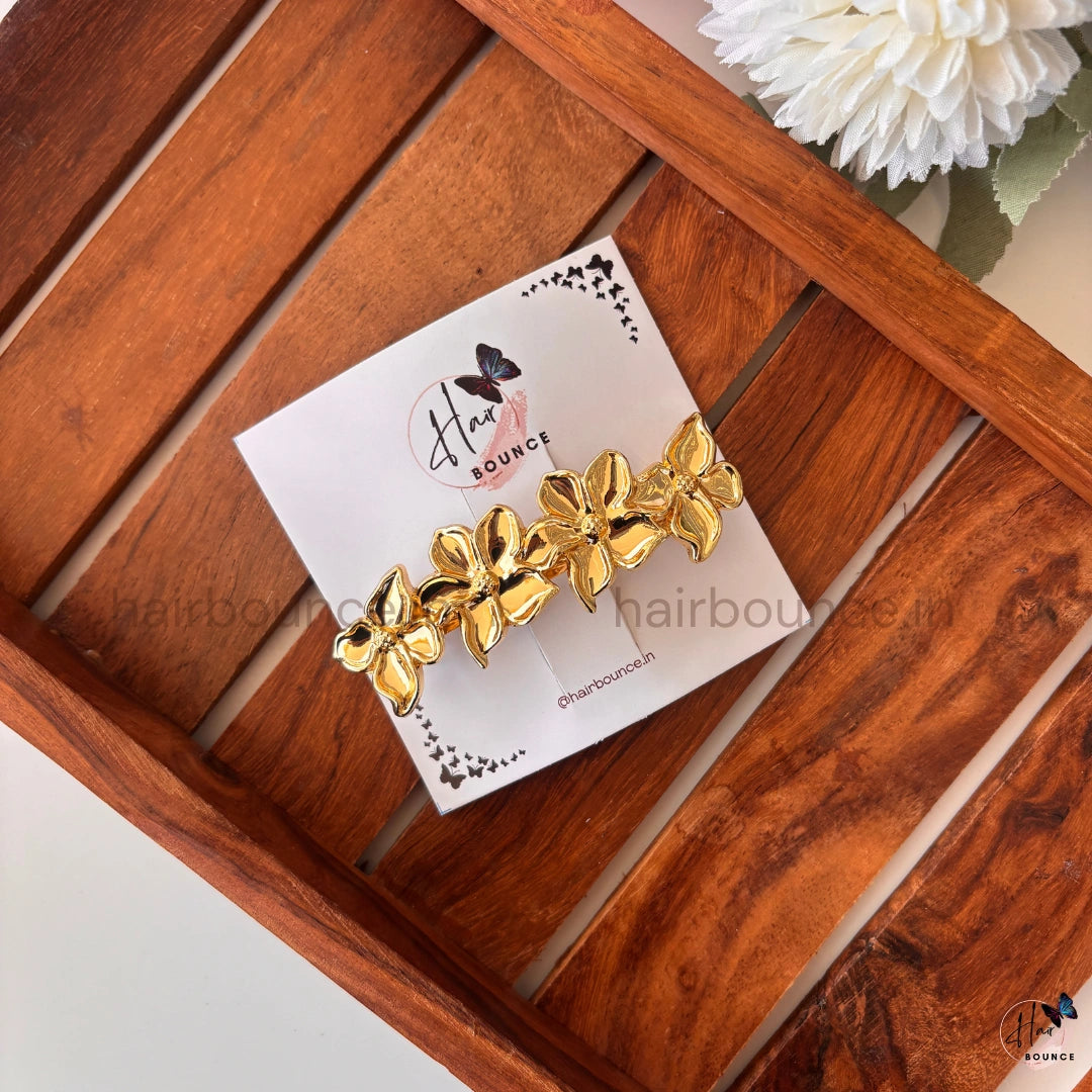 Aurora Petal Metallic Floral Barrette – Luxe Edge Collection